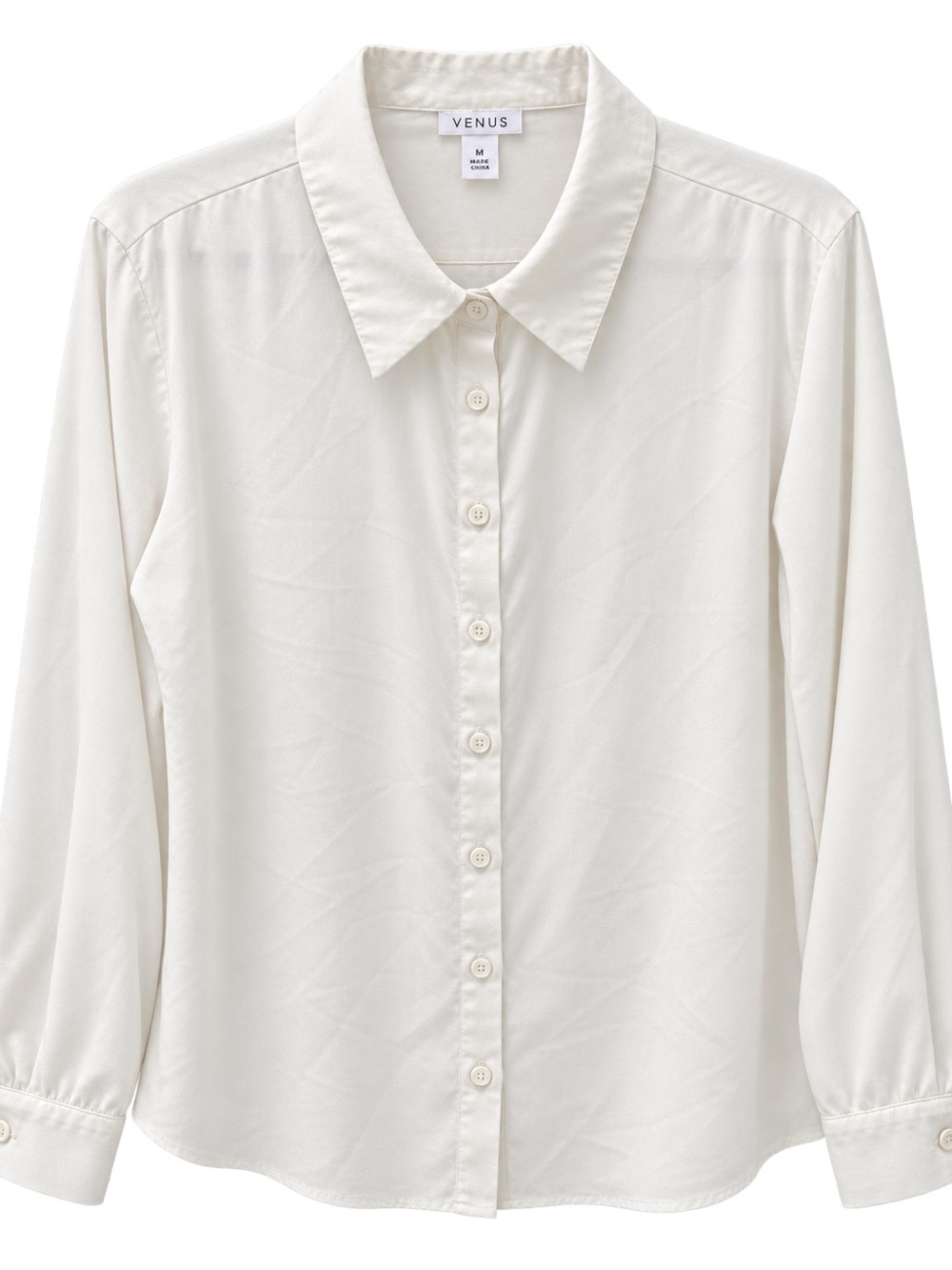 VENUS Women's Button-Up Long Sleeve Blouse in Cream